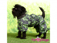  Obleček pro psy malých až středních plemen – lehoučká pláštěnka BLACK/GREEN od For My Dogs. Zapínání na zip na zádech, hladká podšívka. (11)