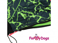  Obleček pro psy malých až středních plemen – lehoučká pláštěnka BLACK/GREEN od For My Dogs. Zapínání na zip na zádech, hladká podšívka. (4)