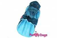 Obleček pro psy i fenky od FMD – teplá zimní bunda BLUE z voduodpuzujícího materiálu. Bunda je zateplená sinteponem a má kožešinovou podšívku. (4)