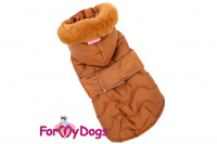 Obleček pro psy i fenky od FMD – teplá zimní bunda BROWN z voduodpuzujícího materiálu. Bunda je zateplená sinteponem a má hedvábnou podšívku.