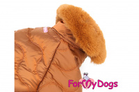 Obleček pro psy – teplý zimní overal COGNAC od ForMyDogs z voduodpuzujícího materiálu s hedvábnou podšívkou. Zapínání na druky na bříšku, barva hnědá. (5)