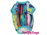  Stylové tričko pro psy i fenky MULTICOLOR od For My Dogs z dobře prodyšného materiálu. Barva multicolor s modrými lemy. (6)