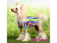  Stylové tričko pro psy i fenky MULTICOLOR od For My Dogs z dobře prodyšného materiálu. Barva multicolor s modrými lemy.