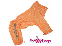 Obleček pro fenky větších plemen – lehoučký elegantní overal DUSTER ORANGE od ForMyDogs. Vhodný i do suchého chladnějšího počasí nebo pro domácí nošení. (3)