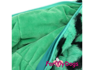  Obleček pro psy – sinteponem zateplený zimní overal ZIG ZAG GREEN od ForMyDogs z dvouvrstvé plyšové kožešiny do suchého chladného počasí. Zapínání na zip zádech, zvýšený límec pro lepší ochranu krku (2)
