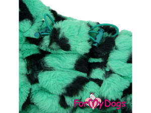  Obleček pro psy – sinteponem zateplený zimní overal ZIG ZAG GREEN od ForMyDogs z dvouvrstvé plyšové kožešiny do suchého chladného počasí. Zapínání na zip zádech, zvýšený límec pro lepší ochranu krku (4)