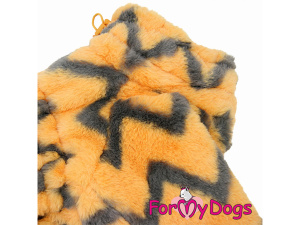  Obleček pro fenky – sinteponem zateplený zimní overal ZIG ZAG ORANGE od ForMyDogs z dvouvrstvé plyšové kožešiny do suchého chladného počasí. Zapínání na zip zádech, zvýšený límec pro lepší ochranu krku (3)