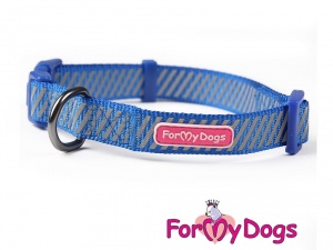 Obojky pro psy – modrý obojek z kolekce ForMyDogs BLUE REFLECTIVE STRIPES (2)