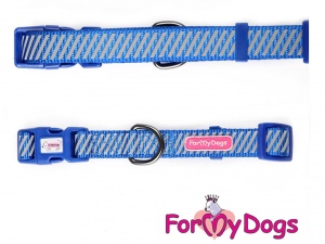 Obojky pro psy – modrý obojek z kolekce ForMyDogs BLUE REFLECTIVE STRIPES (3)