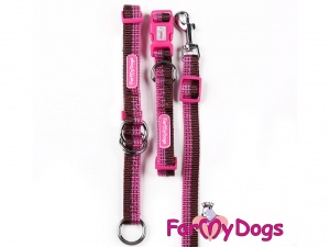 Obojky pro psy – fuchsiový obojek z kolekce ForMyDogs FUCHSIA/BROWN (3)