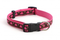 Obojek pro psy ROSEWOOD Pink Heart z vysokopevnostního nylonu s odolnou rychlozapínací sponou. Výběr velikostí pro všechna plemena psů (2).