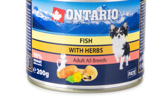  Dopřejte svému psovi zdravé a chutné krmivo z moře! Ontario Fish with Herbs je kompletní krmivo pro dospělé psy všech plemen, obsahující maso ze tří druhů ryb – lososa, pstruha a sledě – doplněné o lososový olej a bylinky pro lepší trávení a vitalitu (2)