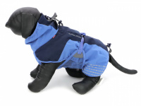  Luxusní zimní obleček – outdoorová bunda pro dokonalý teplotní a pocitový komfort vašich psů. Větru a vodě odolná vnější vrstva, uvnitř voděodolná syntetická izolace pro tepelnou pohodu, reflexní prvky. Barva modrá. (2)