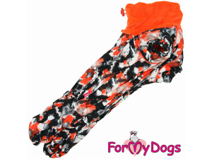  Zateplený overal FMD ORANGE CAMOUFLAGE pro fenky jezevčíků kombinuje voděodolný svršek, výplň ze sinteponu a sametový velur (2)