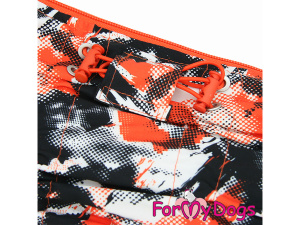  Zateplený overal FMD ORANGE CAMOUFLAGE pro fenky jezevčíků kombinuje voděodolný svršek, výplň ze sinteponu a sametový velur (3)
