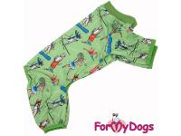 Lehoučký jednovrstvý unisex overal pro psy i fenky od ForMyDogs skvěle poslouží jako domácí pyžamo pro psy bez srsti, zimomřivé psy, psí seniory apod.