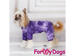 Obleček pro psy i fenky – jednovrstvý overal / pyžamo PURPLE od ForMyDogs. Ideální na domácí nošení pro psy bez srsti, zimomřivé psy, psí seniory apod.