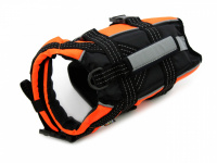   Funkční plovací vesta pro psy od finské firmy RUKKA. Silná vztlaková pěna, reflexní prvky, úchyt pro vyzvednutí psa z vody. Barva oranžová. (3)