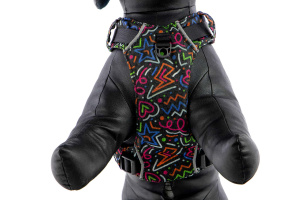 Polstrovaný postroj pro psy Red Dingo v motivu Squiggles Black je skvělý parťák na každodenní venčení ve městě i v přírodě, ale neztratí se ani při sportovních aktivitách (8)