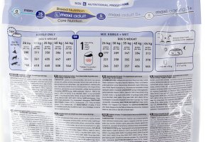  Granule pro dospělé psy velkých plemen od 26 do 44 kg – od 15 měsíců do 5 let. Složení granulí MAXI ADULT je přizpůsobené specifickým potřebám velkých psů (3)