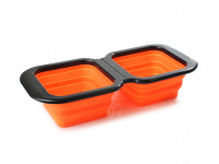  Skládací silikonová dvojmiska pro psy na vodu a krmivo. Barvy modrá, červená a oranžová, objem 2 × 350 ml. (4)
