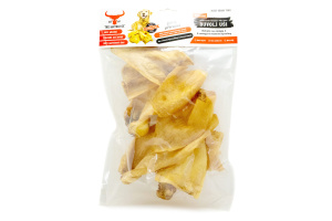  Sušené buvolí uši od The Buffalo Co. pocházejí z buvolů žijících ve volném chovu, díky čemuž mají zdravější složení než běžně prodávané vepřové nebo hovězí uši