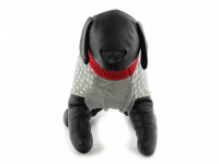  Pletený svetr pro psy s tučňákem se svítícím nosem. Svetr je elastický a snadno se přizpůsobí každému obvodu hrudníku, tři velikosti na výběr. Barva: šedá. (2)