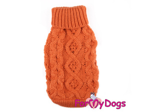  Obleček pro psy i fenky – stylový a teplý svetr PIGTAIL ORANGE od ForMyDogs. Materiál 100% akryl (3)