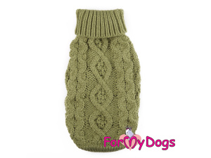  Obleček pro psy i fenky – stylový a teplý svetr PIGTAIL GREEN od ForMyDogs. Materiál 100% akryl (3)