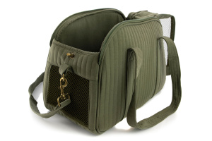  Cestujte první třídou! Luxusní prošívaná taška Milk & Pepper Carlton v barvě khaki kombinuje nadčasový design s maximálním pohodlím pro malé psy do 7 kg (11)