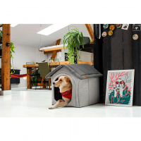  Textilní boudička pro psy REXPRODUCT, šedá (FOTO 2)