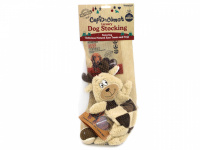  Velký dárkový balíček pro psy v originálním vánočním balení k zavěšení od ROSEWOOD. Balíček obsahuje velkou plyšovou hračku, míček a tři druhy vybraných psích pamlsků.