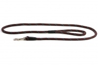 Provazové vodítko pro psy ROSEWOOD Rope Twist z pevného nylonu. Vodítko má kruhový průřez a je opatřené pevnou pochromovanou karabinou. Délka 1,55 m, barva tm. hnědá.