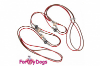  Výstavní/předváděcí vodítko pro psy od ForMyDogs. Délka 125 cm, nastavitelný nákrčník, barva červená. (3)