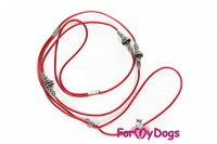  Výstavní/předváděcí vodítko pro psy od ForMyDogs. Délka 125 cm, nastavitelný nákrčník, barva červená.