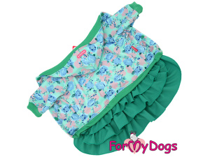 Obleček pro fenky malých až středních plemen – stylové šaty z teplého úpletu se sukní ve třech vrstvách. Zapínání na druky na bříšku (4)