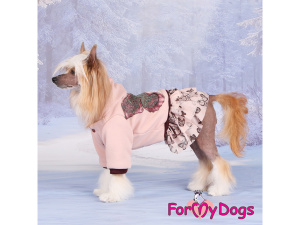 Obleček pro fenky malých až středních plemen – teplé šaty BUTTERFFLY BEIGE z pleteniny podšité umělou kožešinkou se sukní ve třech vrstvách. Zapínání na druky na bříšku (3)