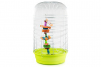 Velká závěsná hračka do klecí a voliér pro ptáky z barevných dřívek různých tvarů, 38 cm (6)