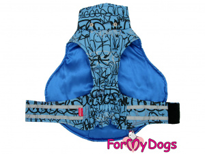  Obleček pro psy i fenky – zimní bunda FMD BLUE LETTERS, barva modrá, detail podšívky