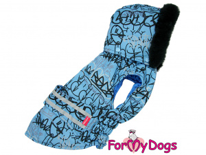  Obleček pro psy i fenky – zimní bunda FMD BLUE LETTERS, barva modrá