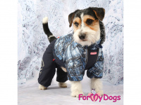   Obleček pro psy – sinteponem zateplený zimní overal DENIM od ForMyDogs. Vylepšené zapínání na zádech, odnímatelná kapuce, plyšová podšívka. (FOTO 3)