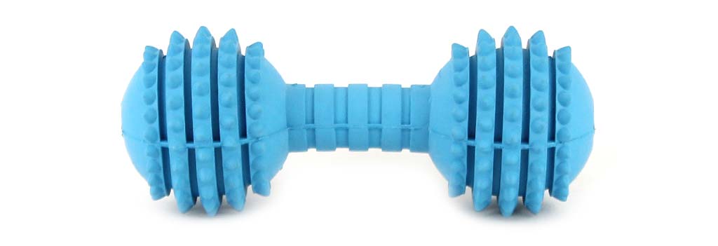 Gumová hračka pro psy z odolné gumy s ideální tvrdostí, která při kousání stimuluje a masíruje dásně