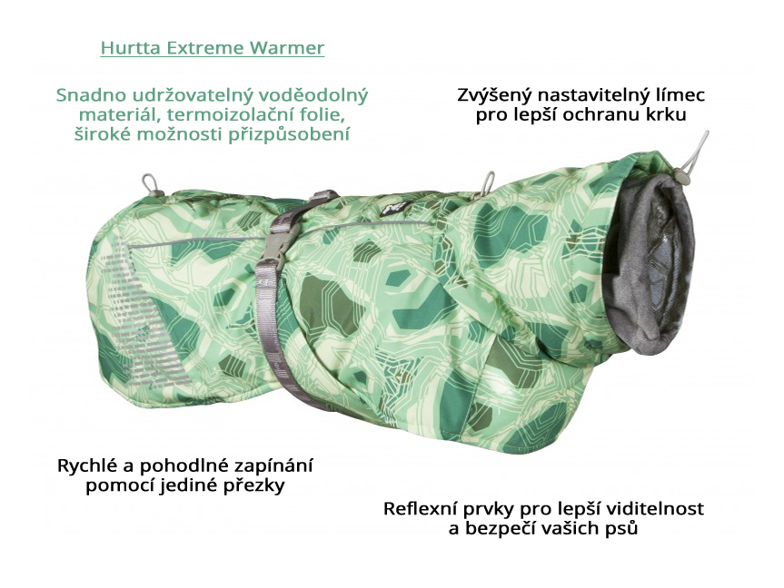 Obleček pro psy Hurtta Extreme Warmer CAMO zelená