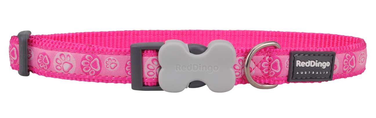 Obojek pro psa RED DINGO – Paw Impressions Hot Pink