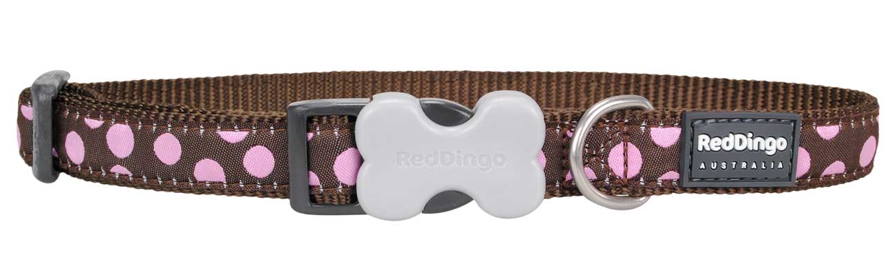 Obojek pro psa RED DINGO – Pink Spots Brown