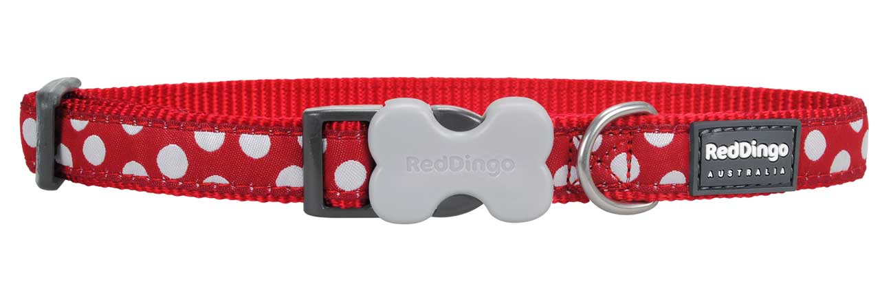 Obojek pro psa RED DINGO – White Spots Red