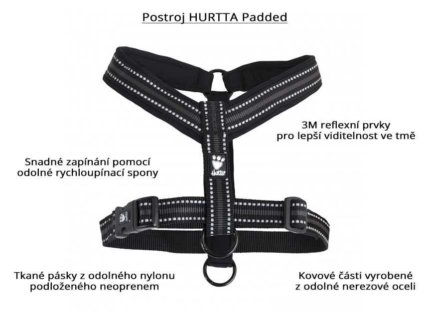 Postroj pro psy HURTTA Padded černý