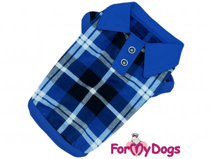 Obleček pro psy i fenky – polokošile BLUE CHECKERED