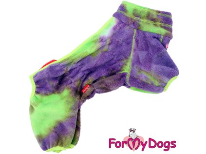 Obleček pro psy – flísový overal FMD PURPLE/GREEN FLEECE