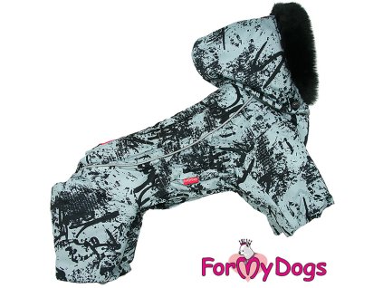 Zateplený obleček pro psy – zimní overal GREY/BLACK